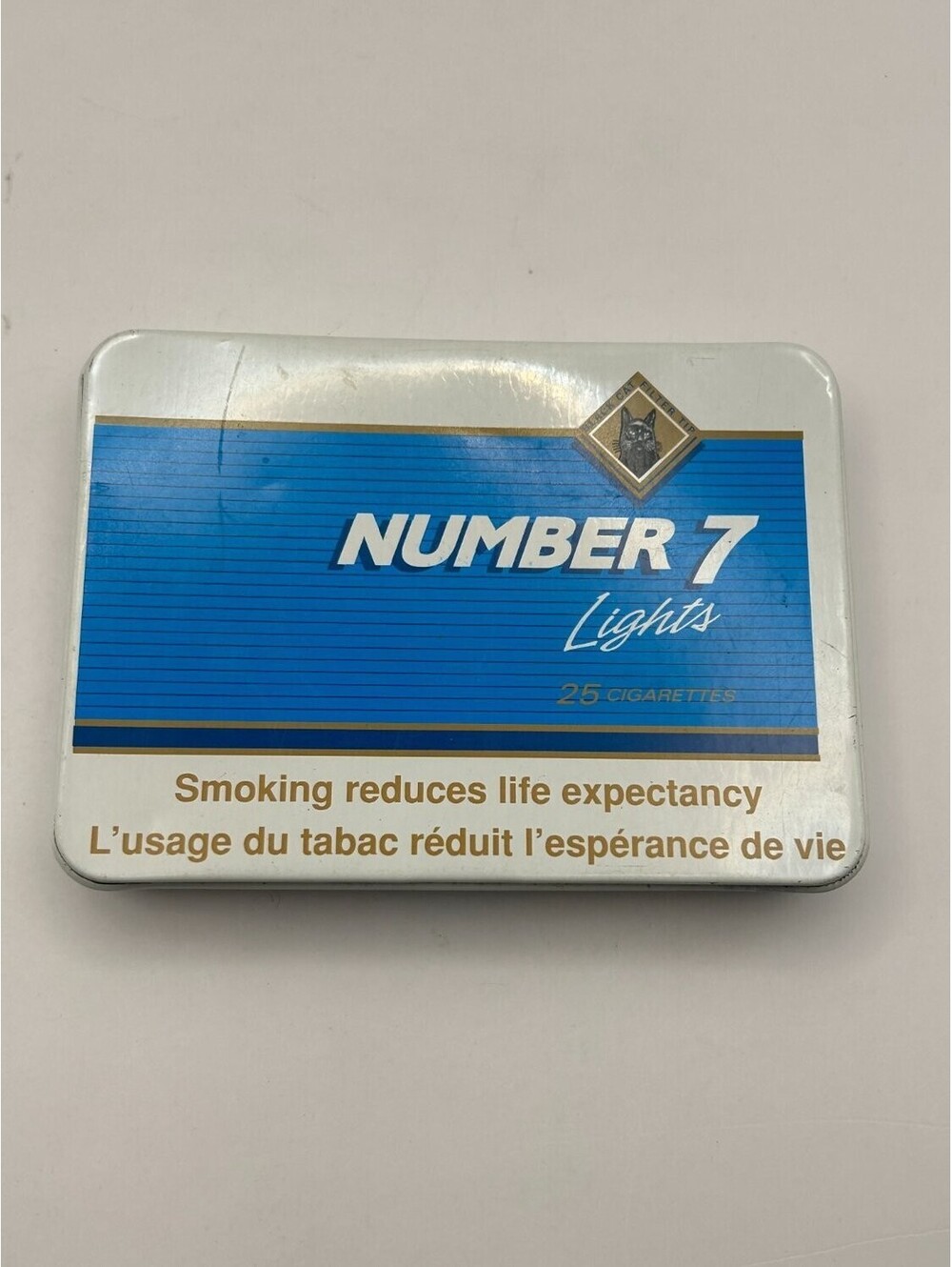 Vintage Number 7 Lights Cigarette Tin Metal Case Rock City Tobacco Canadian
